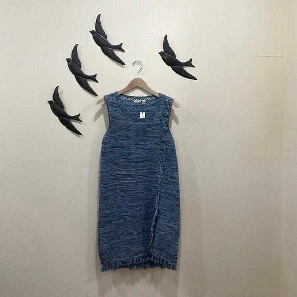 NEW! Anthropologie Holding Horses Knit Tweed Fringe Sweater Dress - S - Picture 3 of 14